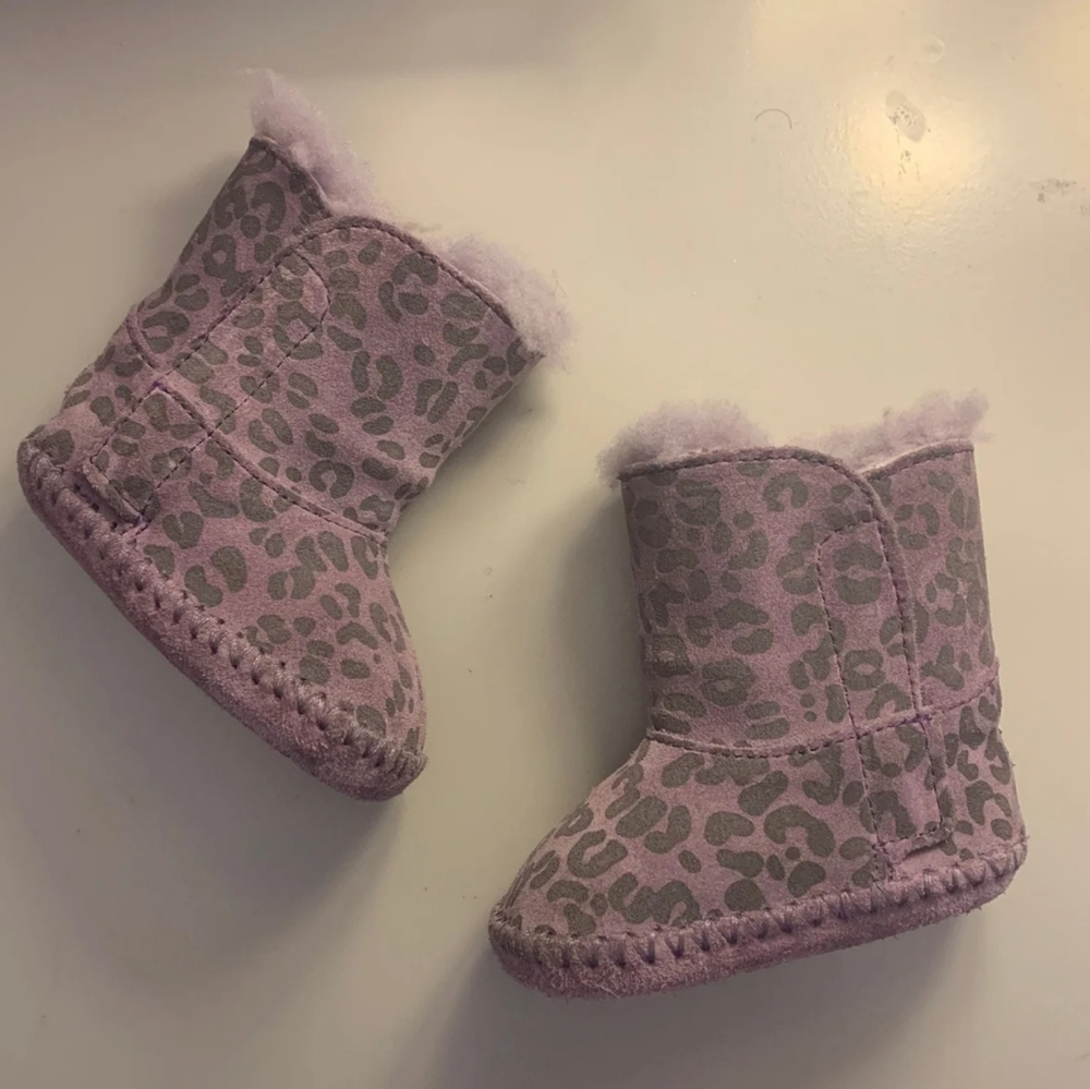 UGG Baby Girl Boots, Sz 1, Purple🐆Leopard Print